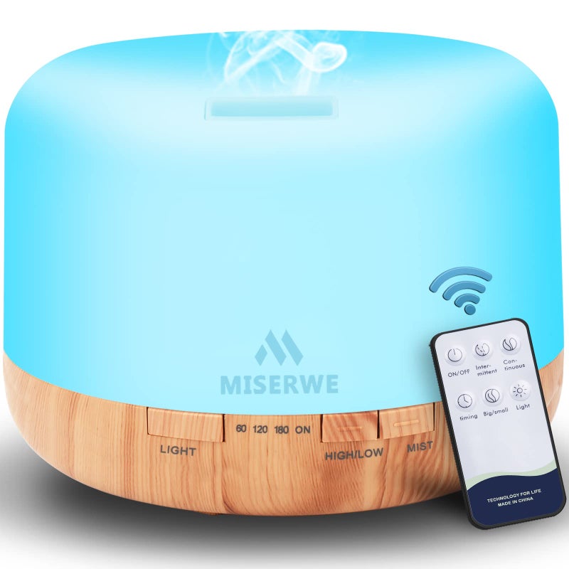 Miserwe 500ml Diffuser with Remote Control Waterless Automatic Shut Off Essential Oil Diffusers with Timing Mode Adjustable Oil Diffuser for Home - Image 1